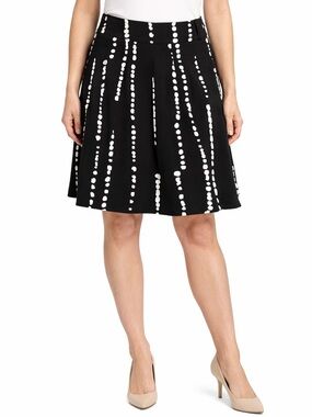 Worthington Black & White A-Line Skirt | Printed Flowy Skirt